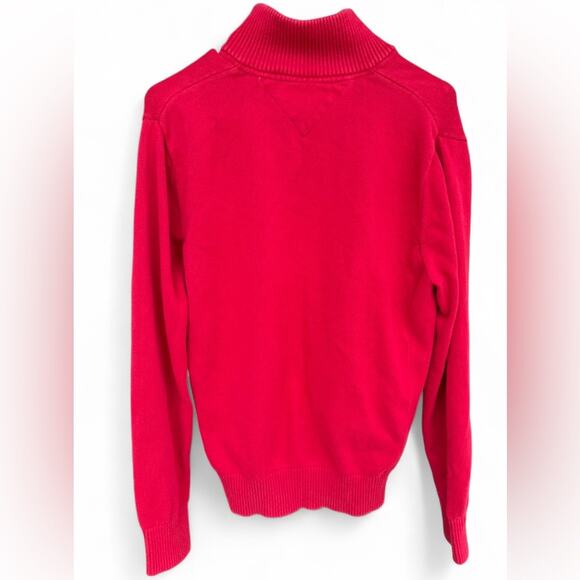 Men’s Tommy Hilfiger Red Quarter Zip Sweater - Picture 2 of 3